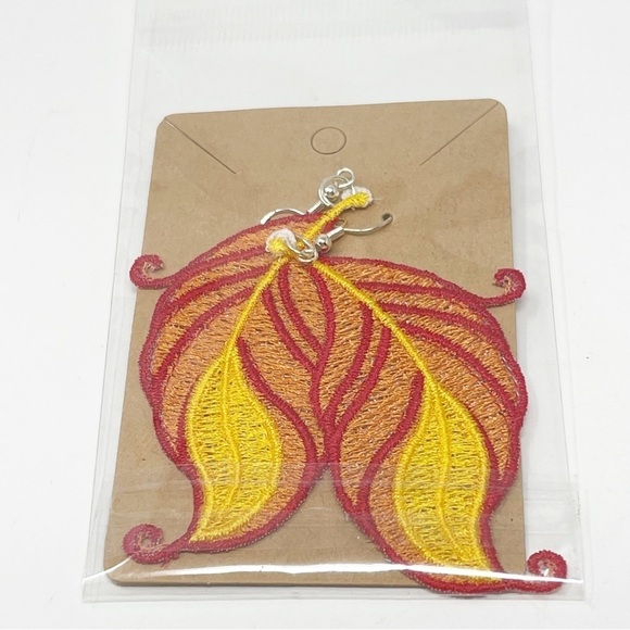 Vintage Jewelry - Embroidered Fall Leaves Earrings NWT
